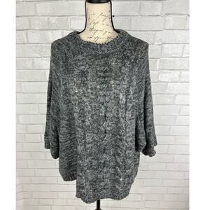 Mystree Gray Short Dolman Sleeve Cable Knit Sweater Size Medium / Large